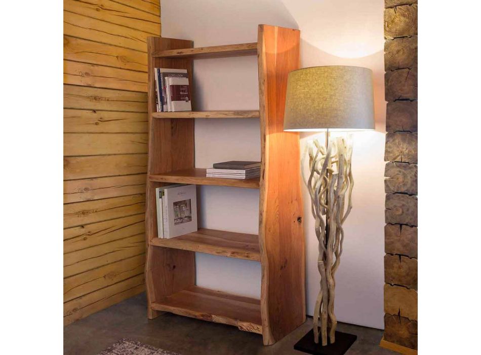 Modernes Boden Bücherregal aus Akazienholz mit 5 Regalen Homemotion - Lauro Viadurini