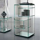 Freistehendes niedriges Wohnzimmer-Bücherregal aus extra klarem Glas - Linzy Viadurini