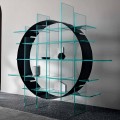 Freistehendes Circle Bücherregal aus extraklarem Glas und gebürstetem Schwarz - Marco