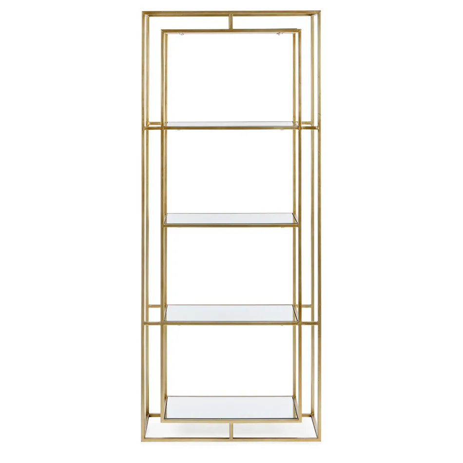 Freistehendes Regal mit Regalen aus Stahl und Glas Elegantes Design - Noralea Viadurini