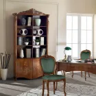 Bücherregal aus Bassano-Walnussholz mit Intarsien und Türen Made in Italy - Commodo Viadurini