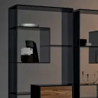 Bücherregal aus Rauchglas mit Schublade aus Nussbaumholz Canaletto Italian Design - Linzy Viadurini