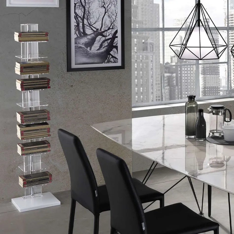 Bücherregal aus transparentem Acryl – Chrom Viadurini