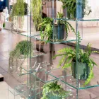 Bücherregal für Wohnzimmer aus extra klarem Glas mit oder ohne Schubladen Made in Italy - Linzy Viadurini