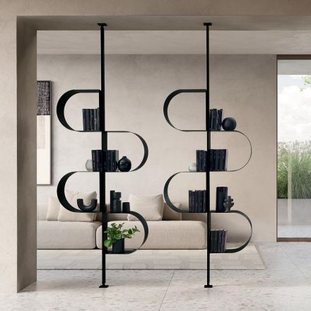 Fatima Vertikales Bücherregal aus lackiertem Metall mit verstellbaren Beinen Viadurini