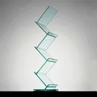 Vertikales Bücherregal aus transparentem Glas für freistehendes Wohnzimmer - Brugo Viadurini