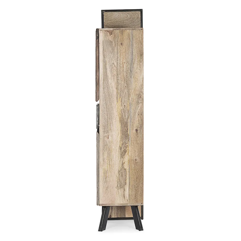 Sideboard 2 Türen 2 Schubladen aus Mangoholz und Stahl Homemotion - Signorino Viadurini