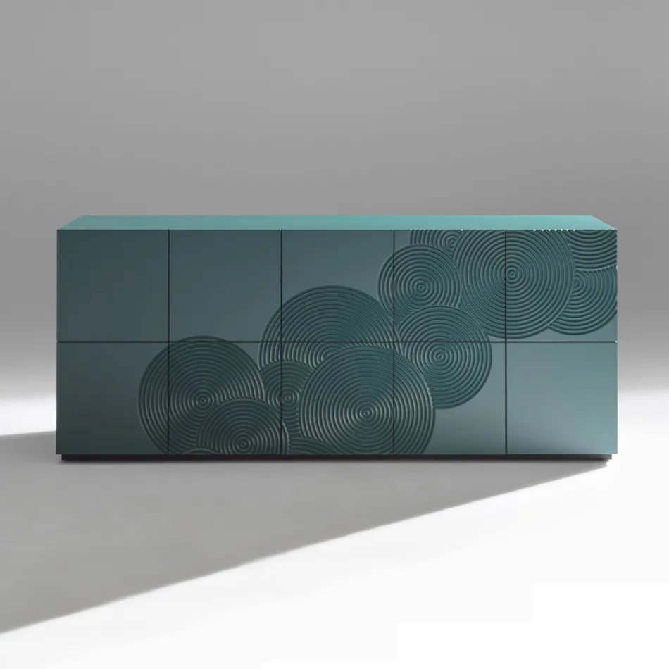 Sideboard mit 5 Türen aus lackiertem MDF mit handgravierter und veredelter Dekoration – Krabbe Viadurini