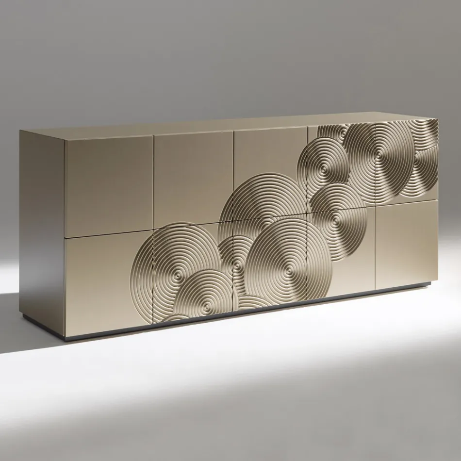 Sideboard mit 5 Türen aus lackiertem MDF mit handgravierter und veredelter Dekoration – Krabbe Viadurini