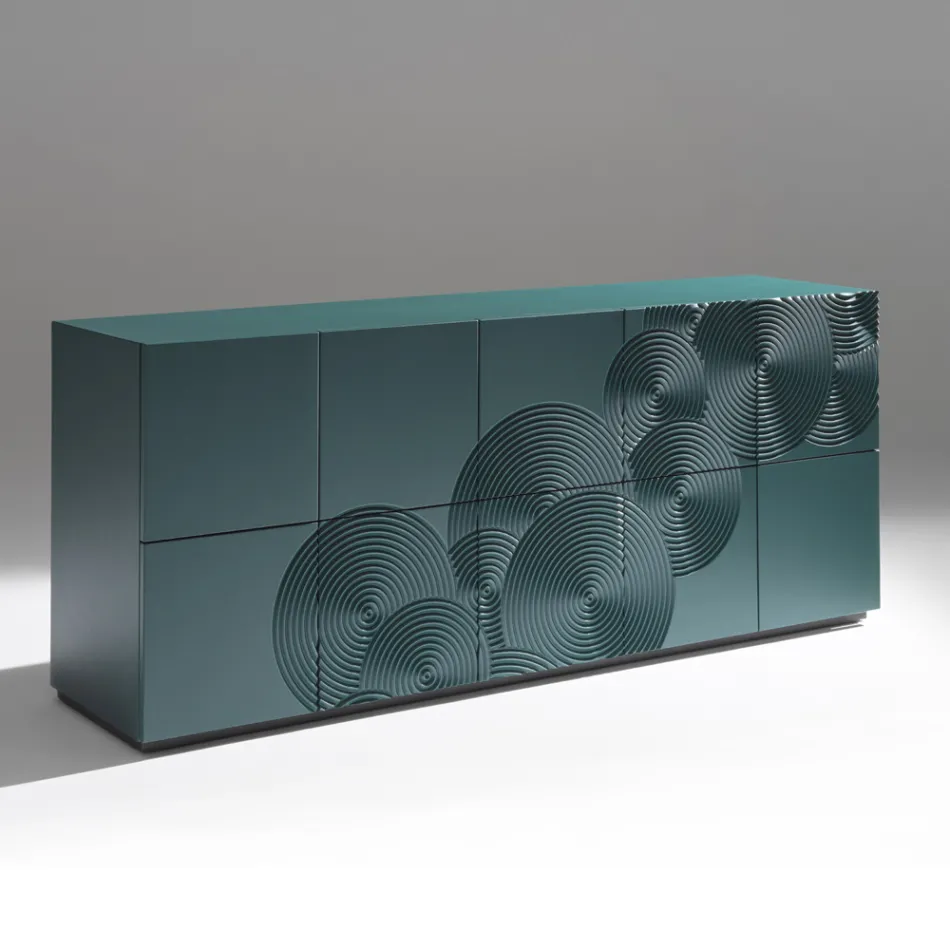 Sideboard mit 5 Türen aus lackiertem MDF mit handgravierter und veredelter Dekoration – Krabbe Viadurini