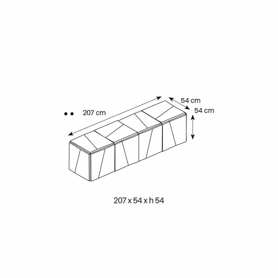 Sideboard mit Wandbehang aus mattweißem Holz und verspiegelten Gläsern - Senese Viadurini