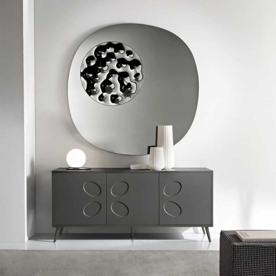 Dreitüriges Sideboard aus Melamin und MDF mit Metallgestell, hergestellt in Italien - Rialto Viadurini
