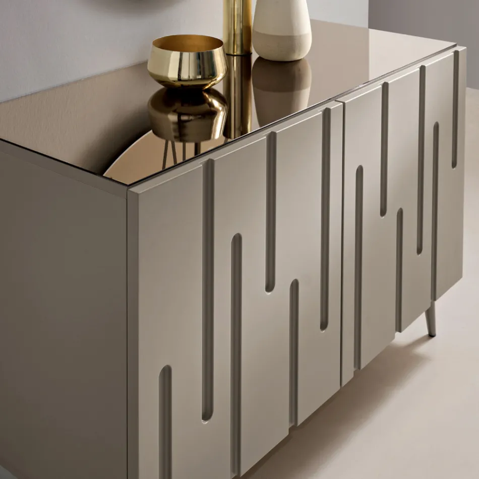 Sideboard mit 2 Push-Pull-Türen aus MDF, hergestellt in Italien - Fabrizia Viadurini