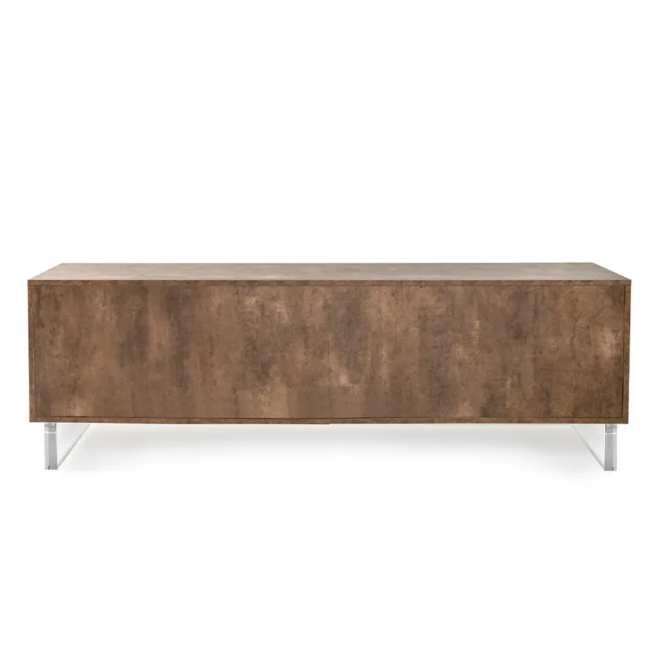 Sideboard mit 2 Türen und 2 seitlich offenen Fächern aus Melamin, hergestellt in Italien – Maus Viadurini