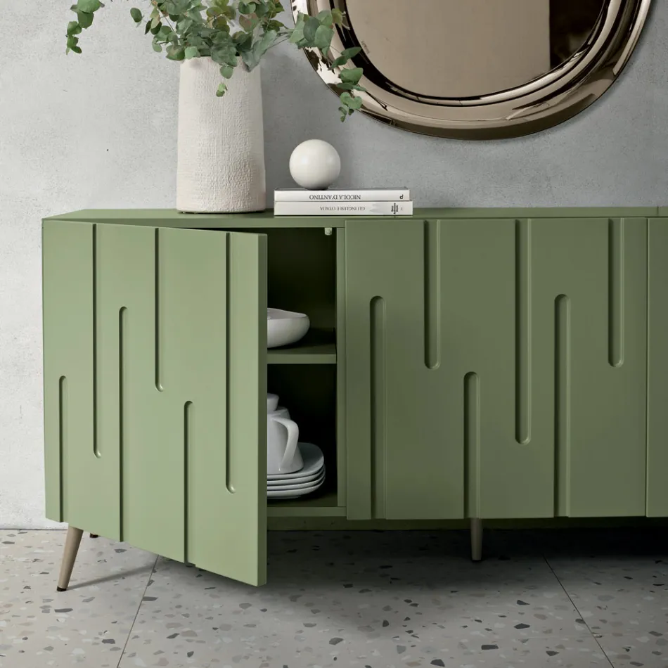Sideboard mit 3 Push-Pull-Türen aus MDF, hergestellt in Italien - Fabrizia Viadurini