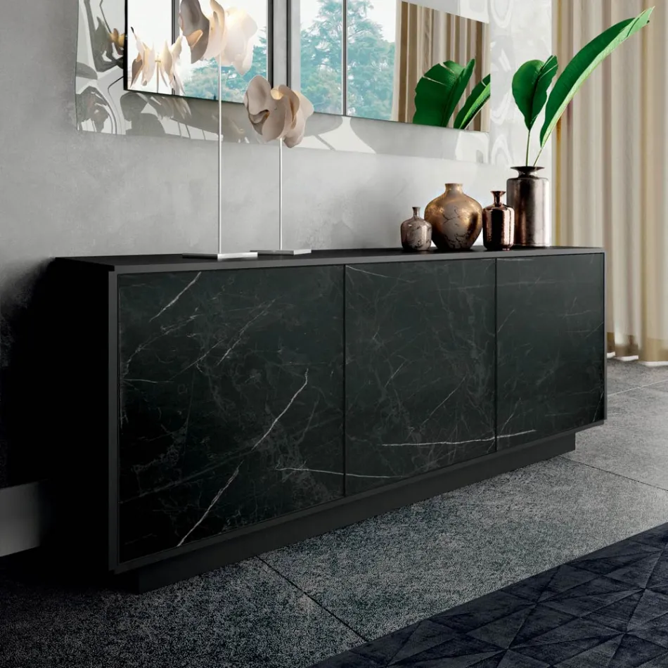 Sideboard mit 3 Türen und lackierter und laminierter Struktur, hergestellt in Italien – Ferrara Viadurini