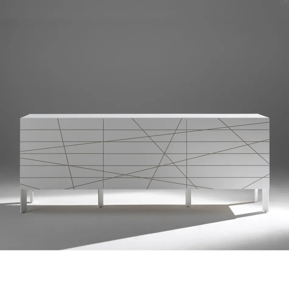 Sideboard mit 3 Türen aus lackiertem Holz-Agglomerat - Ariete Viadurini