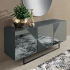 Sideboard mit 3 lackierten MDF-Türen mit Spiegelglasabdeckung - Diletta Viadurini