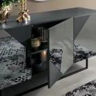 Sideboard mit 3 lackierten MDF-Türen mit Spiegelglasabdeckung - Diletta Viadurini