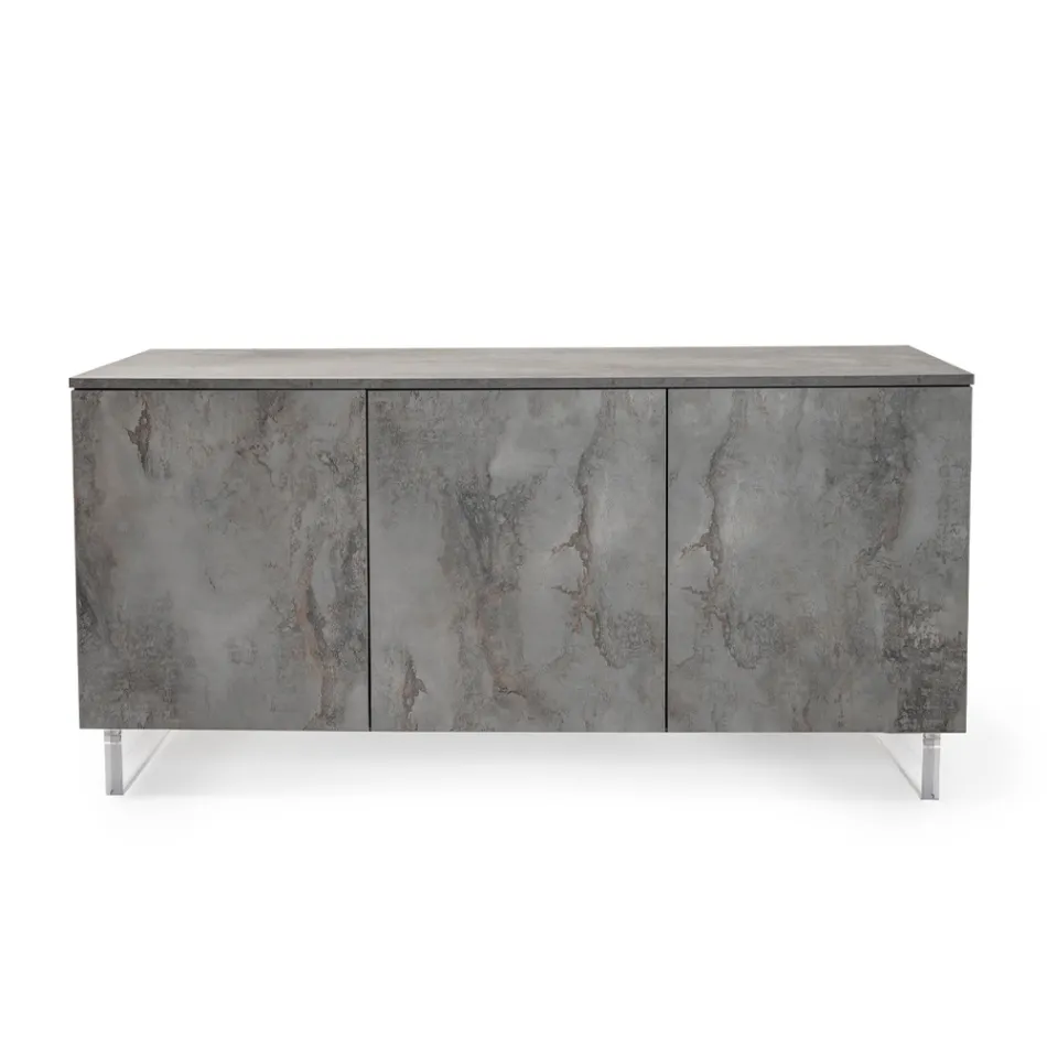 Sideboard mit 3 Türen aus Melamin und Füßen aus Plexiglas, hergestellt in Italien – Mickey Mouse Viadurini