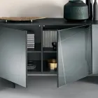 Sideboard mit 3 Spiegelglastüren und Metallgestell - Eleonora Viadurini