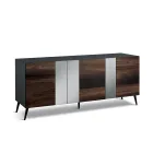 Sideboard mit 3 Eichenfurniertüren und Spiegeleinsätzen - Enrica Viadurini