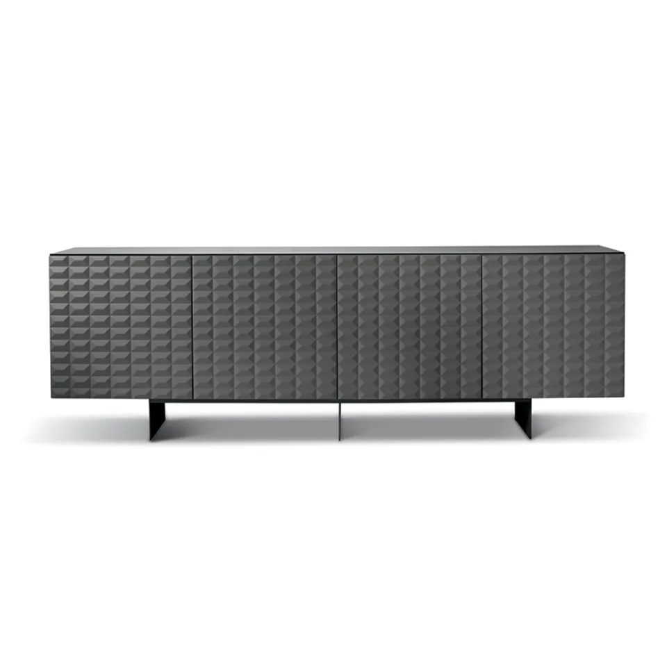 Sideboard mit 4 Türen aus MDF, lackiert mit PVC-Beschichtung, hergestellt in Italien - Dorotea Viadurini