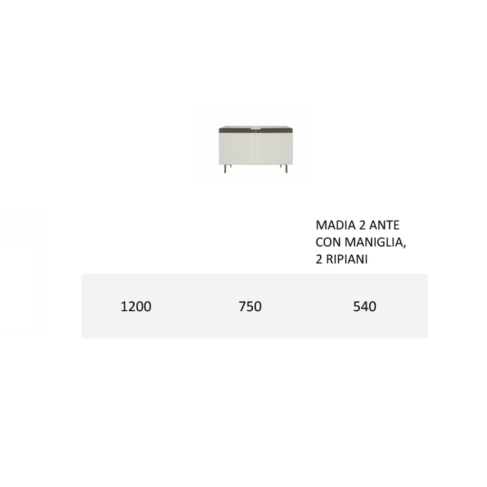 Sideboard mit Korpus und Türen aus MDF 4-Fuß-Gestell Made in Italy - Koralle Viadurini