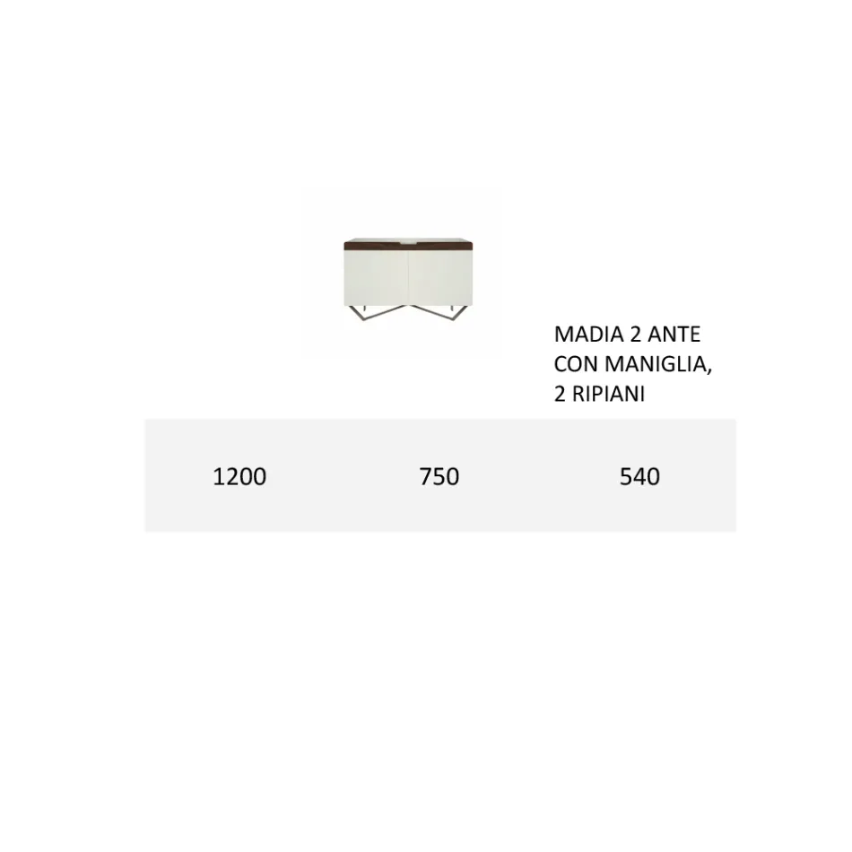 Sideboard mit Struktur aus weißem MDF 2 Eisenfüße Made in Italy - Koralle Viadurini