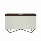 Sideboard mit Struktur aus weißem MDF 2 Eisenfüße Made in Italy - Koralle Viadurini