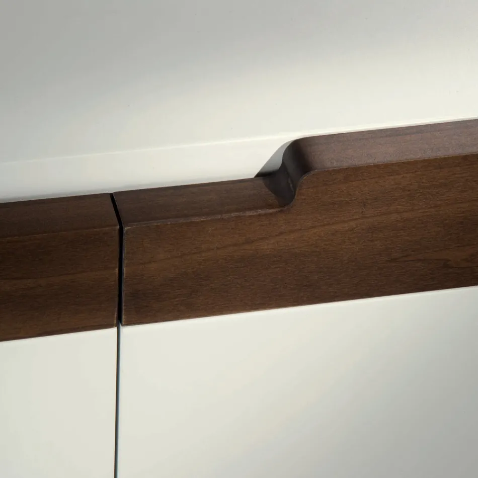 Sideboard mit Struktur aus weißem MDF 2 Eisenfüße Made in Italy - Koralle Viadurini