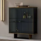 Wohnzimmer-Sideboard aus Rauchglas und grünem Guatemala-Marmor - Leonarda Viadurini