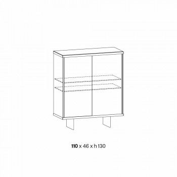 Mobiles Sideboard für Wohnzimmer aus Glas und Marmor im italienischen