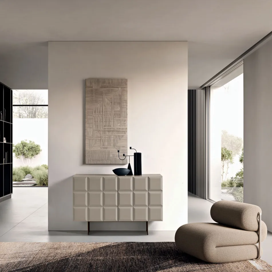 Sideboard für den Innenbereich mit 2 karierten Türen, hergestellt in Italien - Elisabetta Viadurini