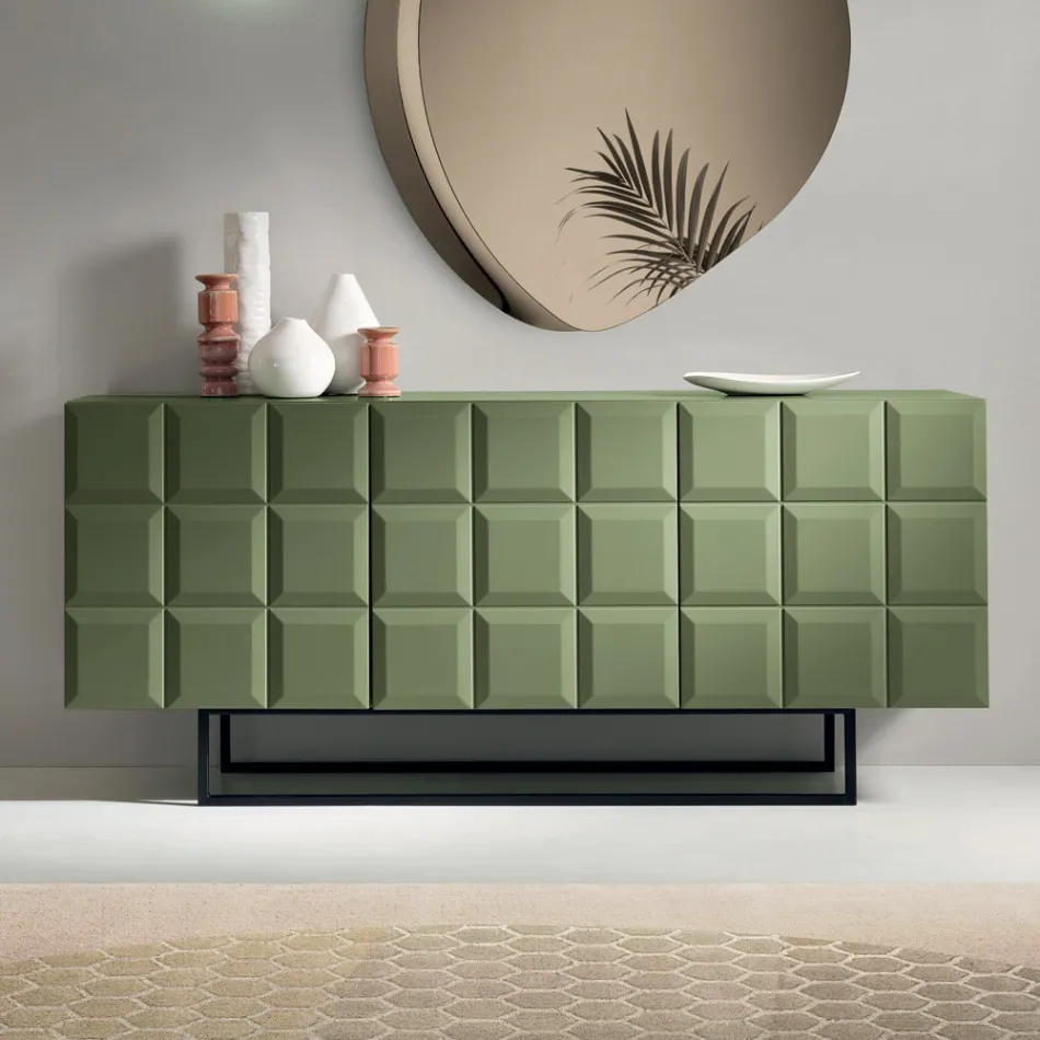 Sideboard für den Innenbereich mit 3 karierten Türen, hergestellt in Italien - Elisabetta Viadurini