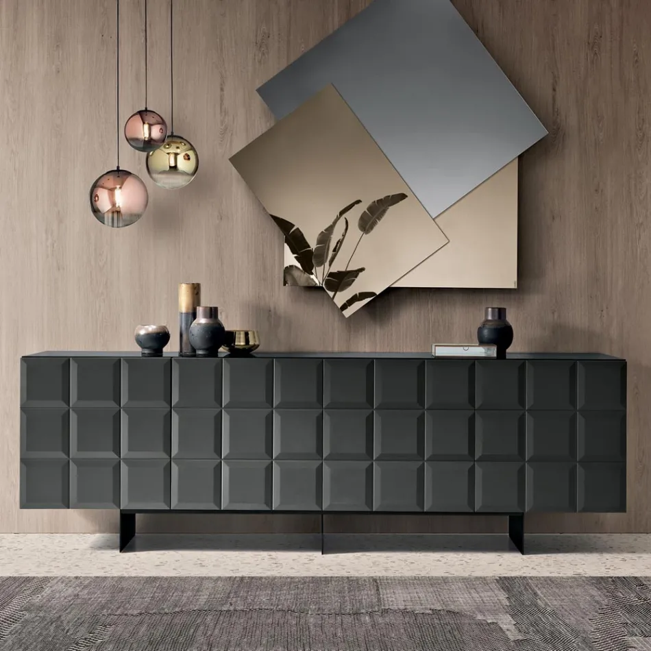 Sideboard für den Innenbereich mit 4 karierten Türen, hergestellt in Italien - Elisabetta Viadurini