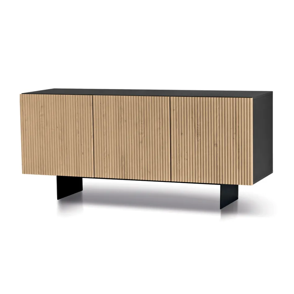 Estella Sideboard für den Innenbereich mit laminiertem Korpus und PVC-beschichteten MDF-Türen Viadurini