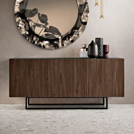 Estella Sideboard für den Innenbereich mit laminiertem Korpus und PVC-beschichteten MDF-Türen Viadurini