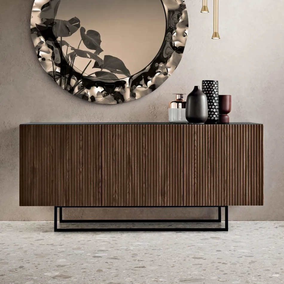 Estella Sideboard für den Innenbereich mit laminiertem Korpus und PVC-beschichteten MDF-Türen Viadurini