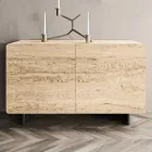 Wohnzimmer-Sideboard mit 2 Türen in Travertin-Marmor-Finish, hergestellt in Italien – Jon Viadurini