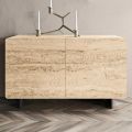 Wohnzimmer-Sideboard mit 2 Türen in Travertin-Marmor-Finish, hergestellt in Italien – Jon