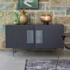 Wohnzimmer-Sideboard mit 2 oder 3 Türen und Glaseinsätzen Made in Italy - Olivo Viadurini