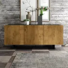 Wohnzimmer-Sideboard mit 3 Türen in geknoteter Eiche, Country-Optik, hergestellt in Italien – Arne Viadurini