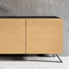 Wohnzimmer-Sideboard mit 4 Türen in natürlicher Eschenoptik, hergestellt in Italien – Melek Viadurini