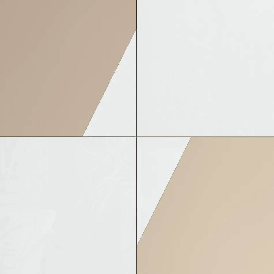 Wohnzimmer-Sideboard mit 4 Türen aus weißem Glas und Nerz-Finish, hergestellt in Italien – Eva Viadurini