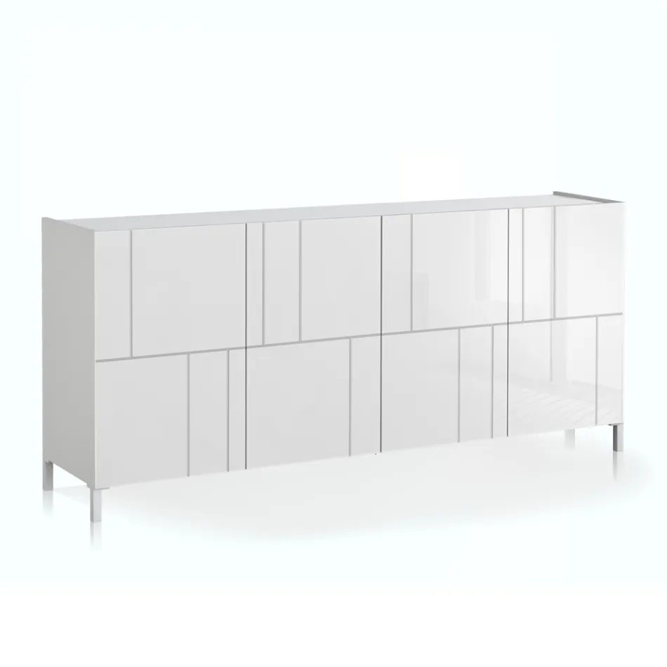 Wohnzimmer-Sideboard mit 4 Siebdrucktüren Made in Italy - Aringa Viadurini