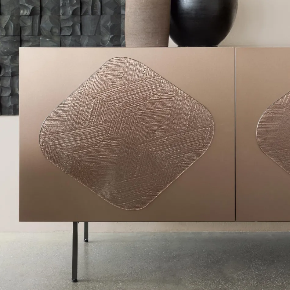 Wohnzimmer-Sideboard mit passenden Glaseinsätzen, hergestellt in Italien – Palma Viadurini