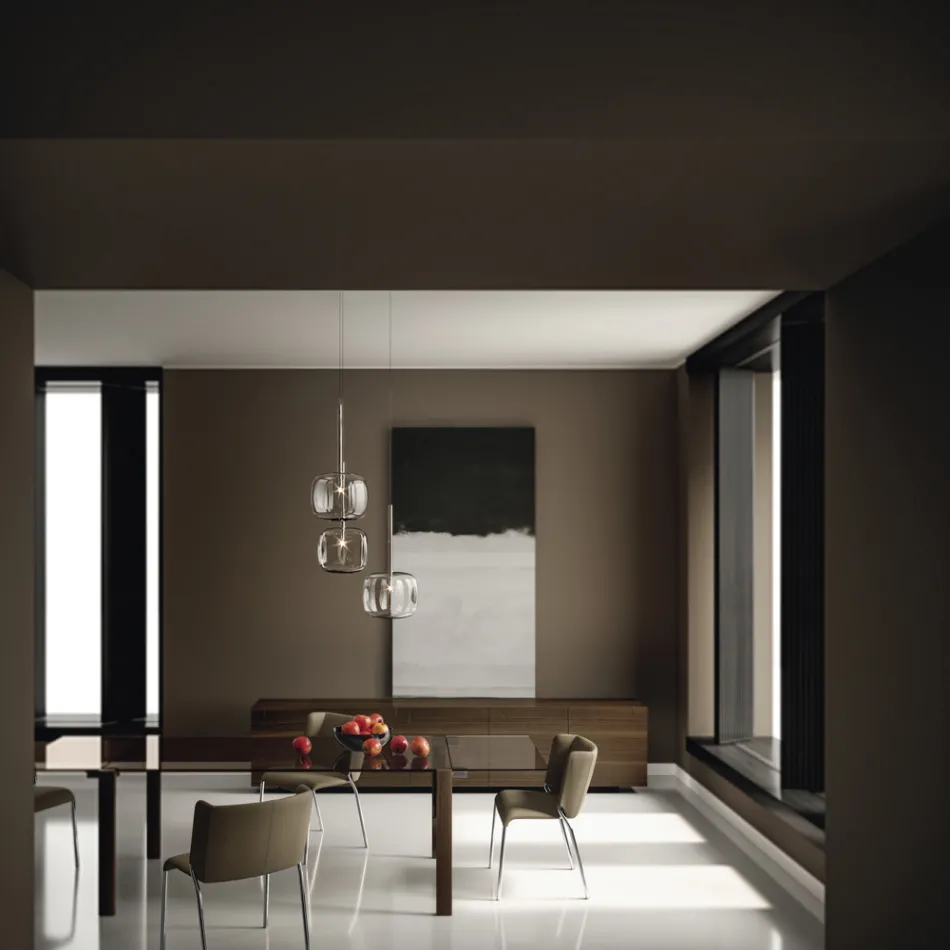 Sideboard aus Holz mit Glasstruktur Made in Italy - Azuki Viadurini