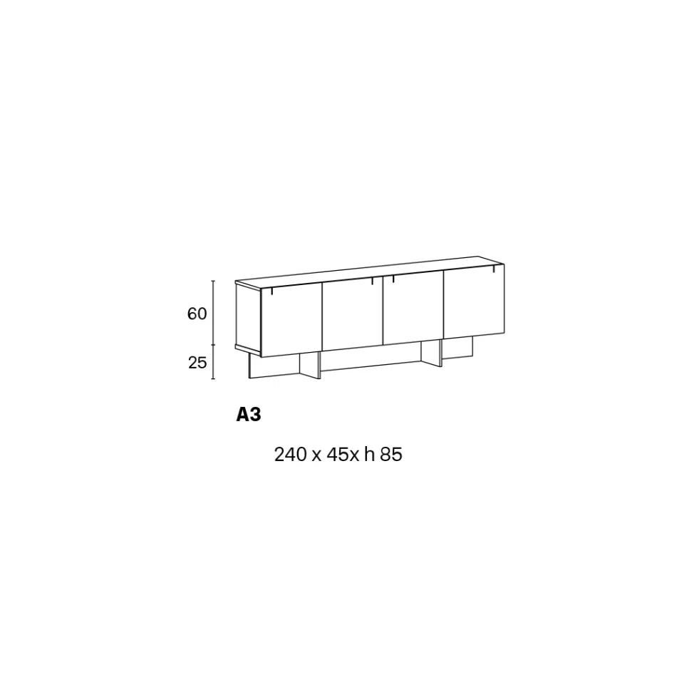 Sideboard aus Holz mit Glasstruktur Made in Italy - Azuki Viadurini