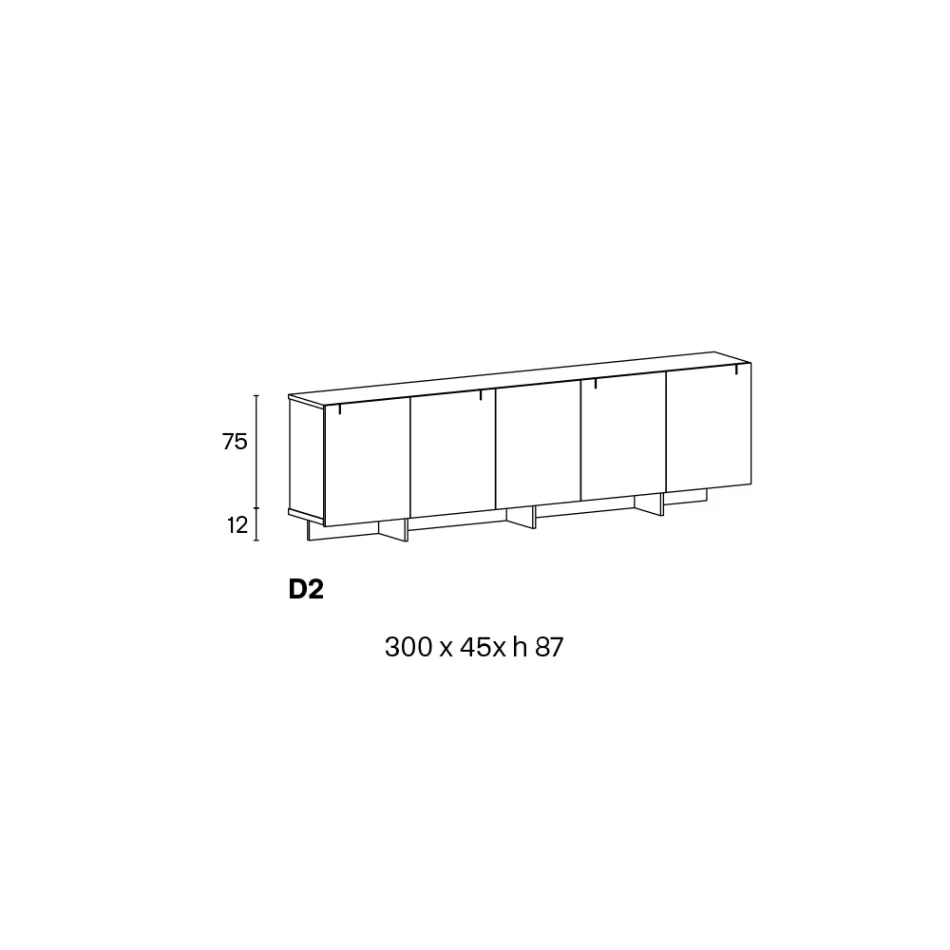 Sideboard aus Holz mit Glasstruktur Made in Italy - Azuki Viadurini